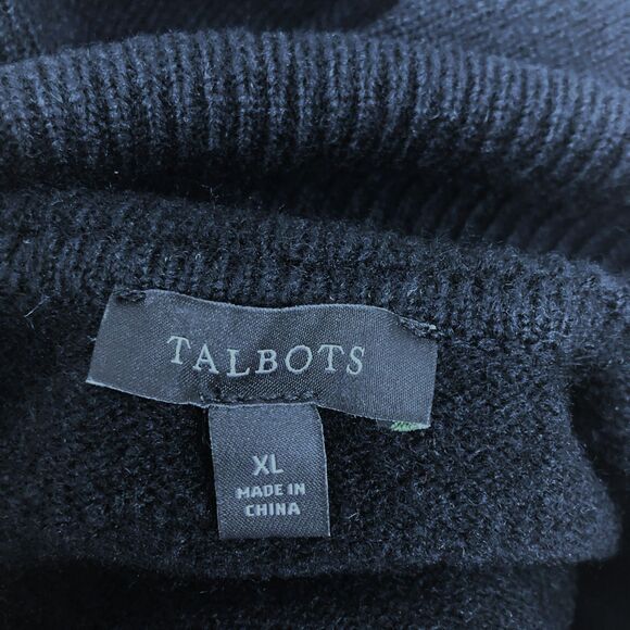 Talbots Sleeveless Turtleneck Sweater XL Black Wool Blend Ribbed Knit - Picture 9 of 11